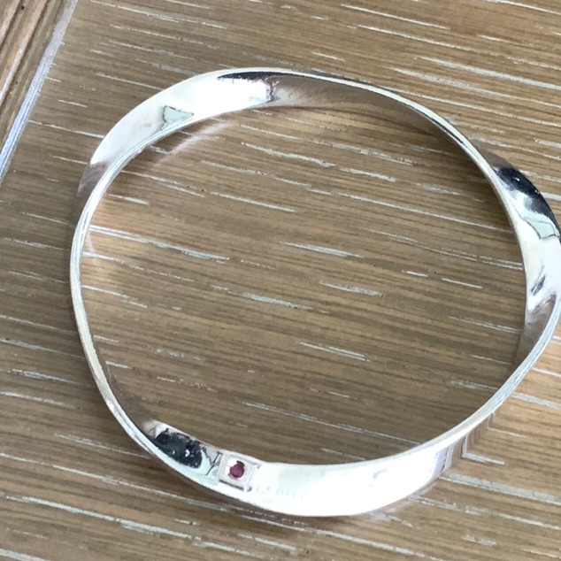 Sterling Silver Bangle W/Ruby